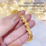 Double Head Dragon in Authentic Citrine Crystals Bracelet (24k Gold)