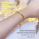 Double Head Dragon in Authentic Citrine Crystals Bracelet (24k Gold)