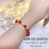 8mm Red Mantra Bracelet (24k Gold)