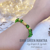 8mm Green Mantra Bracelet (24k Gold)