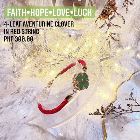 4 Leaf Aventurine Clover in Red String