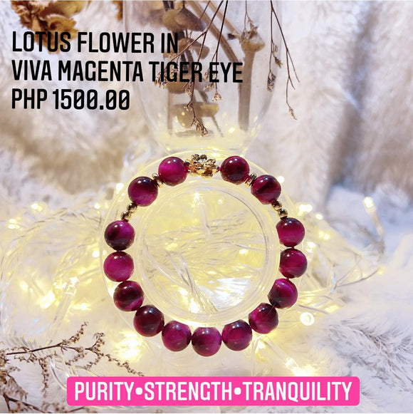 Lotus Flower in Viva Magenta Tiger Eye