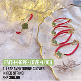 4 Leaf Aventurine Clover in Red String