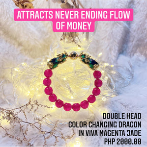 Double Head Color Changing Dragon in Viva Magenta Jade